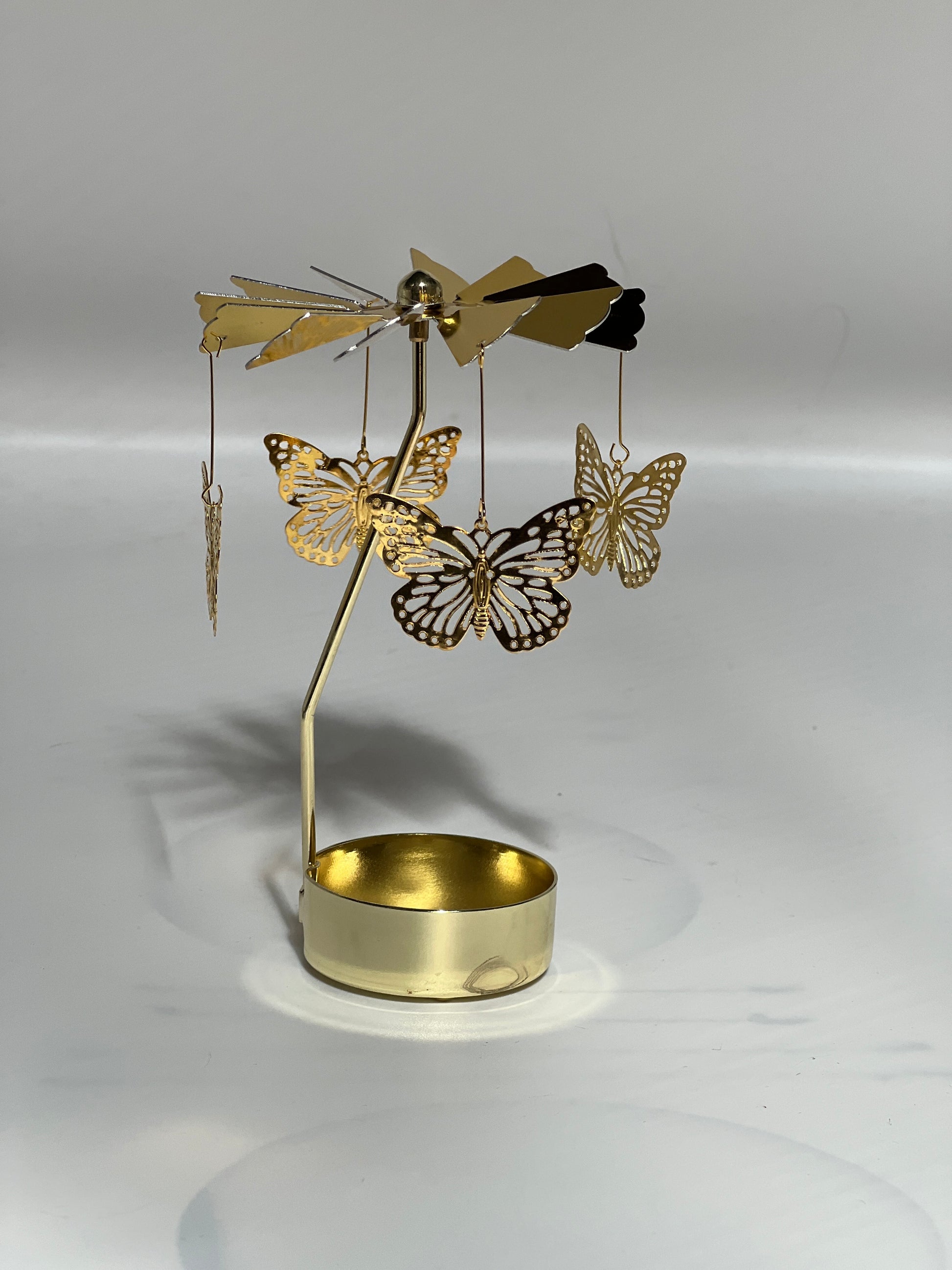 Spinning candle carousel - Gold butterflies without candle