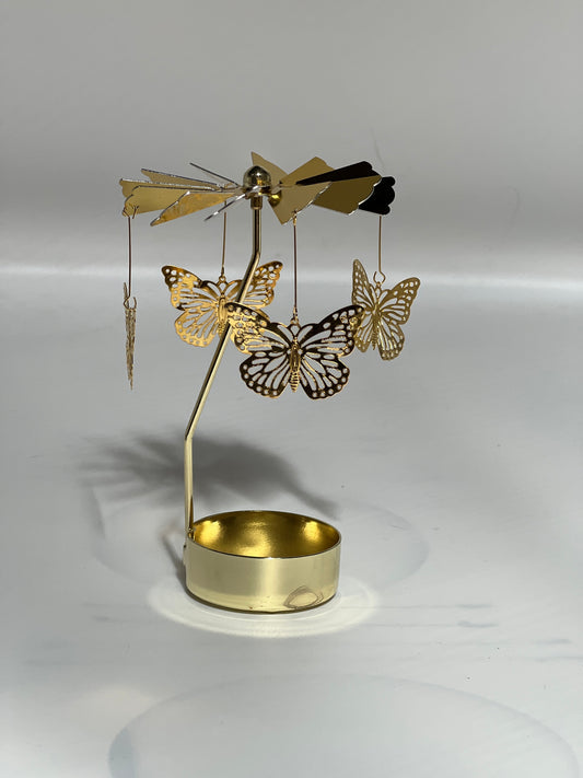 Spinning candle carousel - Gold butterflies without candle
