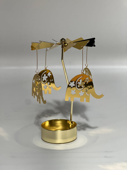 Spinning candle carousel - golden elephants without candle