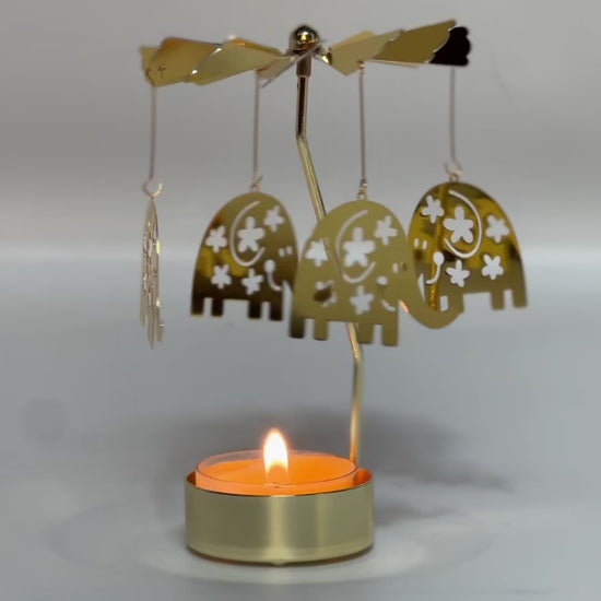 Spinning candle carousel - golden elephants with candle