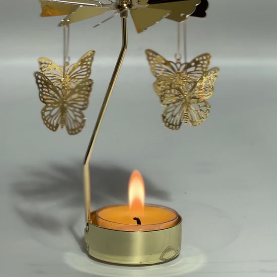 Spinning candle carousel - Gold butterflies with candle