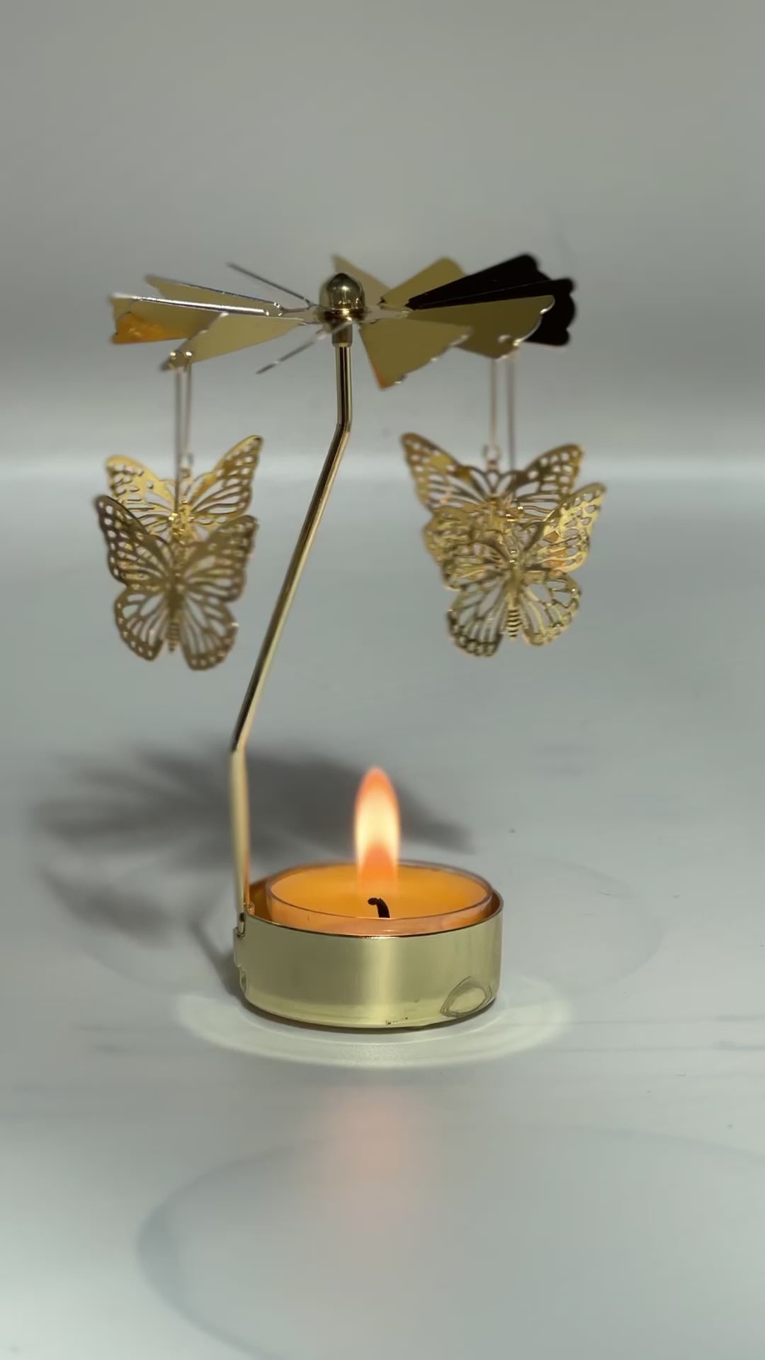 Spinning candle carousel - Gold butterflies with candle